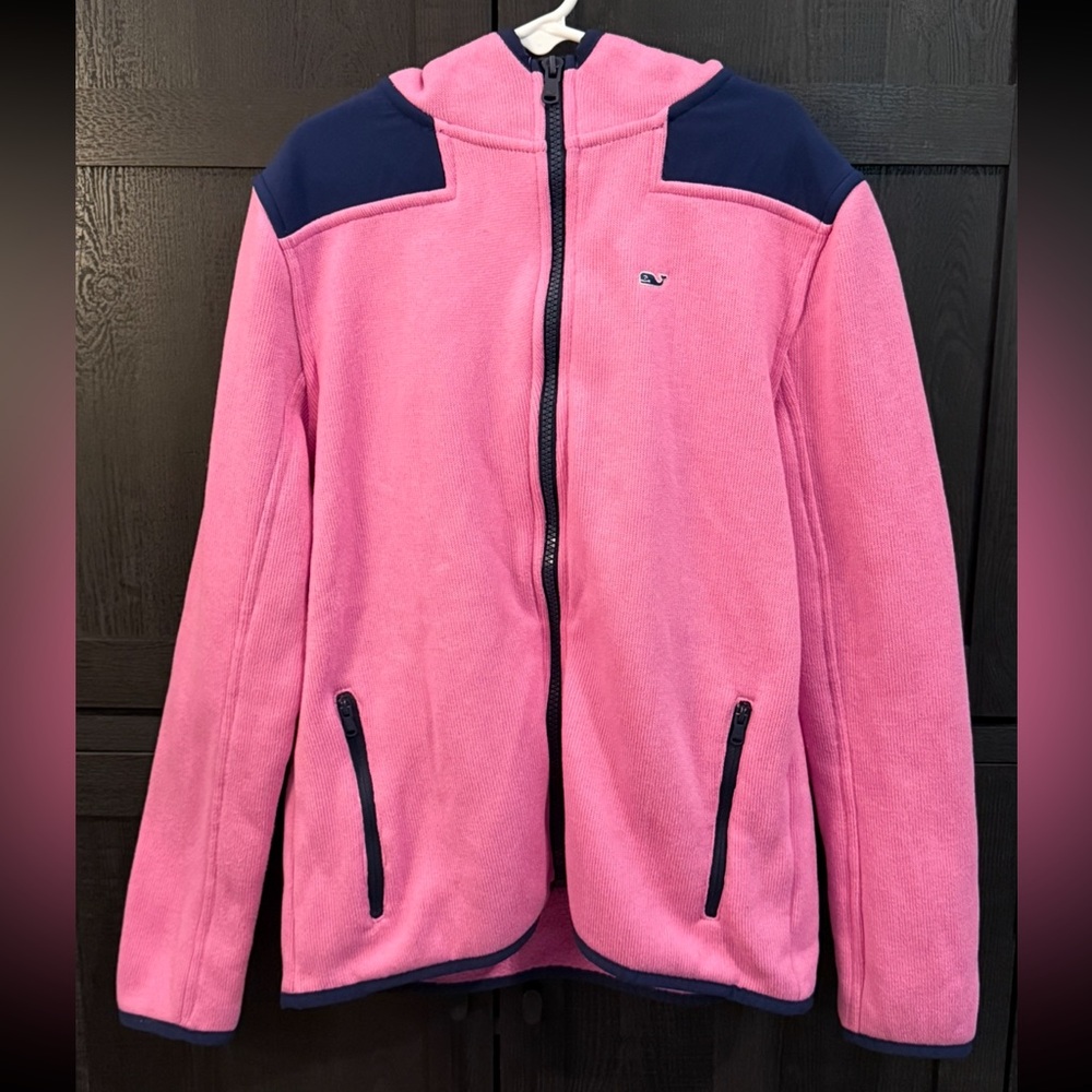 Vineyard Vines Pink and Navy Full-Zip Hoodie